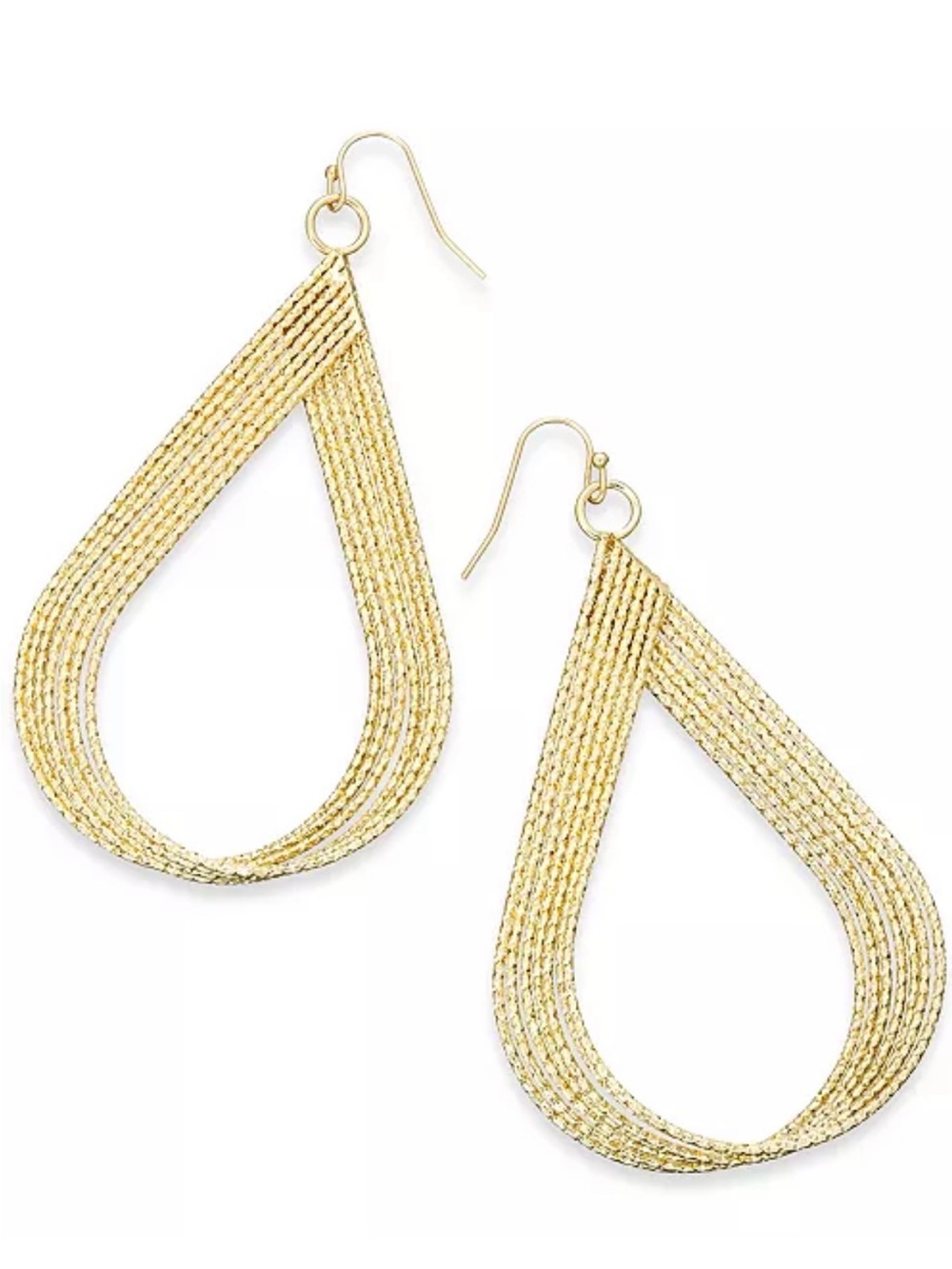 Gold Teardrop Multi-Strand Drop Earrings